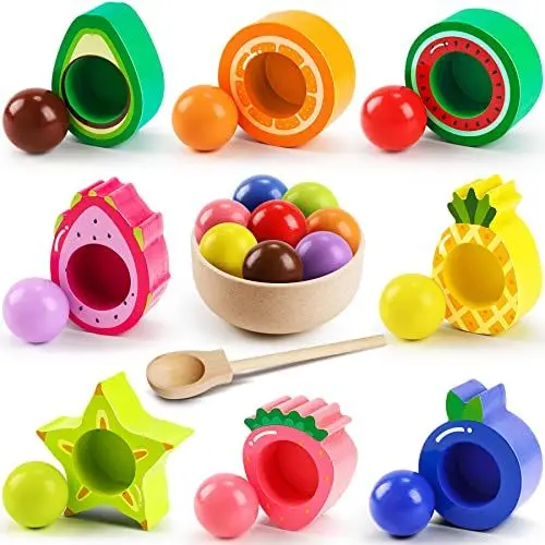 Produktbild: Seagoal Montessori Spielzeug ab 2 Jahr, Baby Motorikspielzeug Obst Holzspielzeug, Kinder Lernspielzeug Geschenk für Baby Mädchen Jungen 2 3 4 Jahre