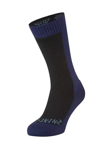 Produktbild: SealSkinz Unisex Kaltes Wasser Wasserdichte Socken – Mittellang, Schwarz/Blau, L, 11100064004, Black / Navy Blue