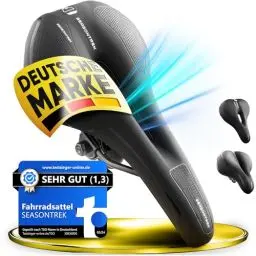 Produktbild: SEASONTREK Fahrradsattel mit ergonomischer Memory Foam und innovativer Federung I maximaler Fahrkomfort I bequemer Fahrrad Sattel für Damen & Herren I Fahrradsattel Herren bequem, Fahrradsattel Damen