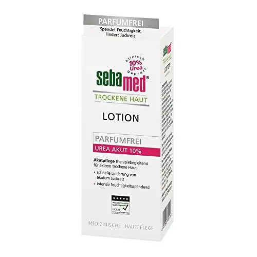 Produktbild: Sebamed Trockene Haut Urea Akut 10% Lotion parfumfrei 200 ml,Feuchtigkeits-Lotion für trockene und sehr trockene Haut,lindert Spannungsgefühl,langanhaltender Schutz vor Austrocknung,Damen und Herren
