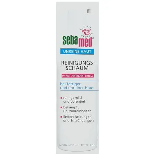 Produktbild: Sebamed Unreine Haut Reinigungsschaum, Gesichtsreinigung bei fettiger und unreiner Haut, ohne Mikroplastik,150 ml (1er Pack)