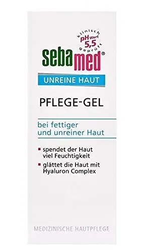 Produktbild: sebamed Unreine Haut Pflege-Gel, glättet die Haut mit Hyaluron Complex, beruhigt und pflegt die unreine und fettige Haut, Inhalt 50 ml (1er Pack)