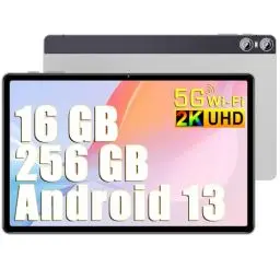 Produktbild: SEBBE Tablet 11 Zoll 2K Bildschirm Android 13 Octa-Core 2.0 GHz 16GB RAM +256GB ROM +TF 1TB Tablet / 2000 * 1200 Pixels / 10000 mAh / 8MP+20MP+2MP Makro/ 5G WLAN/Bluetooth 5.0, Silbrig