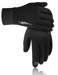 Produktbild: SeBeLi Handschuhe Herren Damen Winter Warme Winddichte Winterhandschuhe Fahrradhandschuhe Sporthandschuhe Touchscreen Handschuhe Laufhandschuhe Elastisch Atmungsaktiv rutschfest (Schwarz, L)
