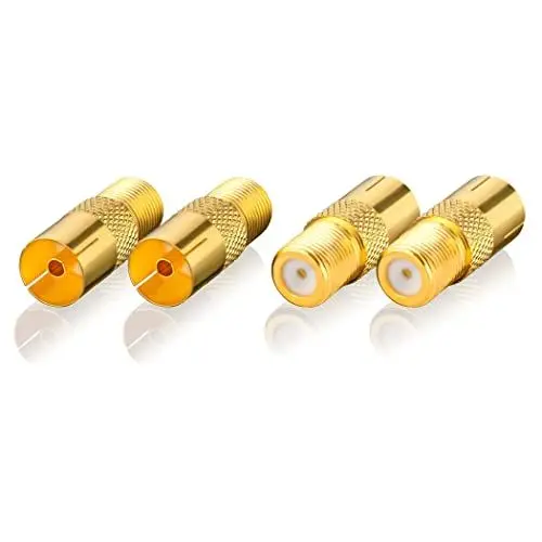 Produktbild: SEBSON Antenne SAT Adapter Set - 4X F-Buchse auf Koax Buchse (IEC) - Satellitenkabel Adapter für TV, Receiver, Radio mit IEC Koax Anschluss