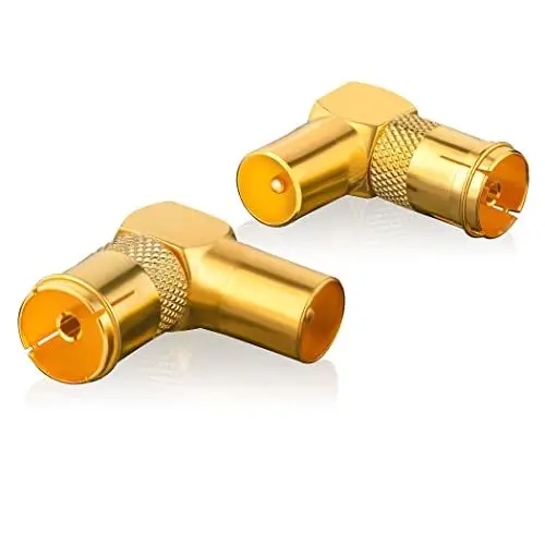 Produktbild: SEBSON Antenne Winkel Adapter Set 90° Grad - 2x Koax Stecker (IEC) auf Koax Buchse (IEC) - Antennenkabel Adapter für Kabelfernsehen, Radio, Receiver