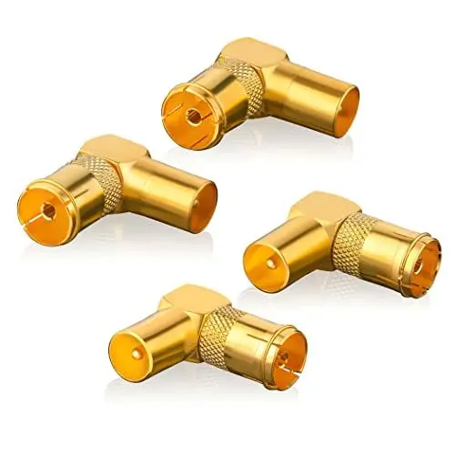 Produktbild: SEBSON Antenne Winkel Adapter Set 90° Grad - 4X Koax Stecker (IEC) auf Koax Buchse (IEC) - Antennenkabel Adapter für Kabelfernsehen, Radio, Receiver