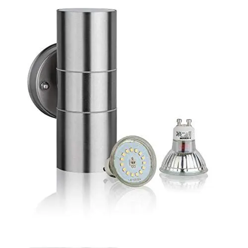 Produktbild: SEBSON Aussenleuchte, Wandleuchte, Edelstahl, up down, inkl. 2x GU10 LED Lampe 4W (3,5W) kaltweiß
