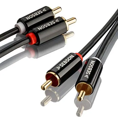 Produktbild: SEBSON Cinch Audio Kabel 1m, 2 zu 2 Cinch Stecker RCA, AUX Audio Kabel für Stereoanlage, Verstärker, Heimkino und HiFi Anlagen