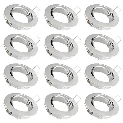 Produktbild: SEBSON Einbaustrahler 12er Pack rund schwenkbar Alu Chrom, Einbaurahmen Lochdurchmesser 75mm, Decken Spot inkl. GU10 Fassung für LED/Halogen