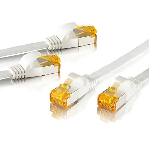 Produktbild: SEBSON Ethernet LAN Kabel 10m - 2er Set - CAT 7 Netzwerkkabel 10 Gbit/s, U-FTP Patchkabel RJ45 flach - Router, PC, TV, NAS, Spielekonsolen