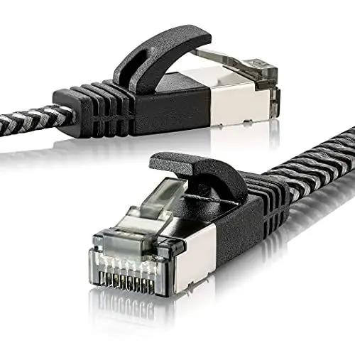 Produktbild: SEBSON Ethernet LAN Kabel 5m - CAT 7 Netzwerkkabel 10 Gbit/s, S-FTP Patchkabel RJ45 Baumwollmantel flach - Router, PC, TV, NAS, Spielekonsolen