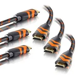 Produktbild: SEBSON HDMI Kabel 1m - 3er Set - 2.0b Highspeed mit Ethernet, 4K/60Hz Ultra HD 2160p Full HD 1080p 3D, HDR, ARC Audio Return, geflochten