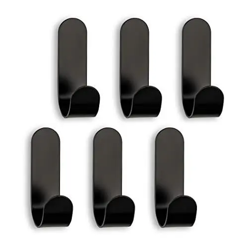 Produktbild: SEBSON Handtuchhalter selbstklebend 6er Set - Edelstahl Klebehaken, Handtuchhaken für Badezimmer, Küche, Garderobe - Wandhaken 60x18x33mm Schwarz