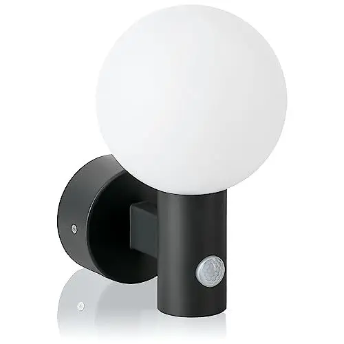 Produktbild: SEBSON® LED Außenleuchte Bewegungsmelder IP65 - Wandleuchte Kugelleuchte anthrazit 15W 1600lm kaltweiß 6000K - Außenwandleuchte rund, Sensor 10m / 120° - Lampe Außen 230V