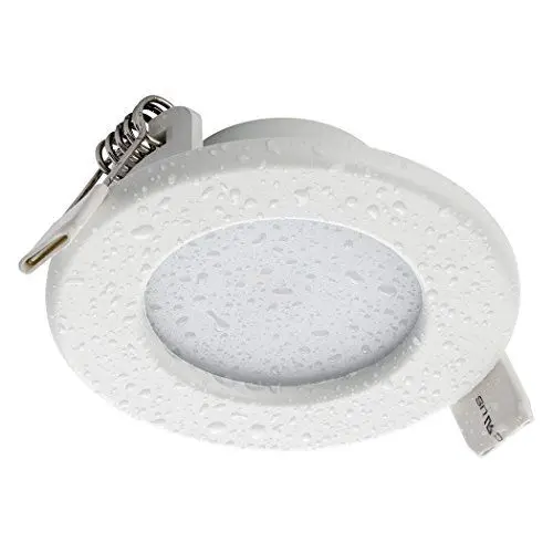 Produktbild: SEBSON® LED Einbaustrahler 230V flach, Badezimmer geeignet IP44, integrierter Treiber, 5W, rund, warmweiß (3000K), 400lm, Einbauleuchte, Deckenstrahler, LED Panel Bad