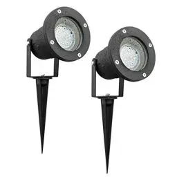 Produktbild: SEBSON LED Gartenleuchte mit Erdspieß und schwenkbaren Strahler, Aussenleuchte IP65, Gartenspot GU10 3,5W 300lm 6500K kaltweiß, 2er Pack