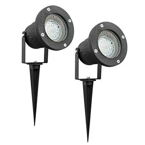 Produktbild: SEBSON LED Gartenleuchte mit Erdspieß und schwenkbaren Strahler, Aussenleuchte IP65, Gartenspot GU10 3,5W 300lm 6500K kaltweiß, 2er Pack