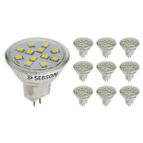 Produktbild: SEBSON LED Lampe GU4/ MR11 2W (1.6W), ersetzt 20W Glühlampe, warmweiß, 150lm, Leuchtmittel 110°, 12V DC, 10er Pack