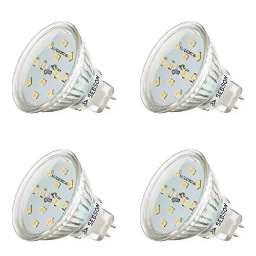 Produktbild: SEBSON® LED Lampe GU5.3 / MR16 5W warmweiß 3000k, ersetzt 35W, 420lm, Ra97, 12V DC LED Leuchtmittel, Einbaustrahler flimmerfrei, 4er Pack