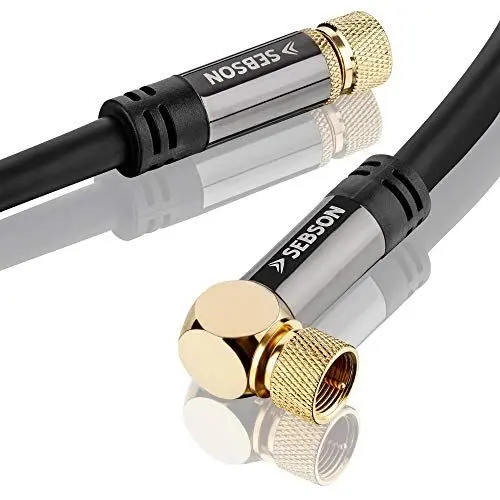 Produktbild: SEBSON SAT Kabel 7,5m F-Stecker 90° gewinkelt, Koaxialkabel 105dB 75 Ohm 4-Fach abgeschirmt, für Fernseher (HDTV, UHD, 4K), Radio, Receiver, Internet - Satellitenkabel