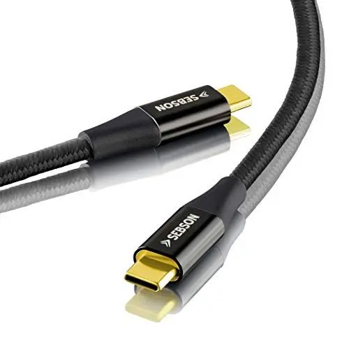 Produktbild: SEBSON USB C Kabel 1m auf USB C, Ladekabel/Datenkabel 3.1 Gen2 schwarz, Schnellladekabel 10Gbit/s kompatibel mit Samsung, Huawei, MacBook