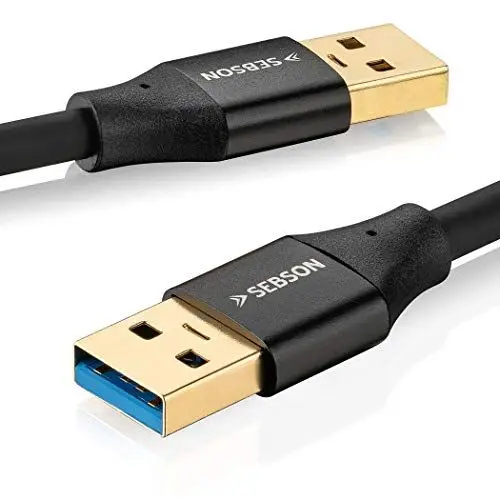 Produktbild: SEBSON USB Kabel 1m - Typ A auf A - USB 3.0 Datenkabel 5 Gbit/s Datenübertragung, Verbindungskabel für PC, Laptop, Drucker, Festplatten UVM.
