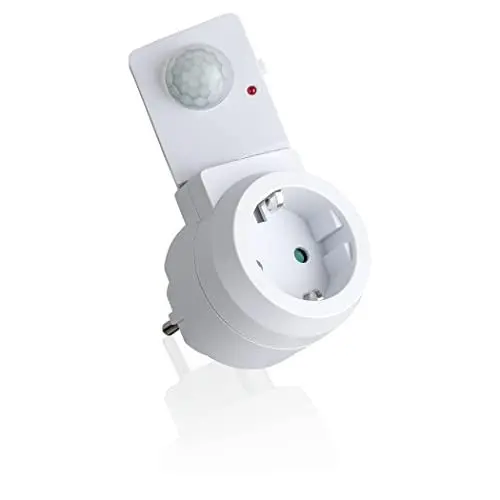 Produktbild: SEBSON Zwischenstecker PIR Bewegungsmelder, drehbarer Sensor, Schuko Stecker 230V, Steckdose programmierbar, max. 1000W LED geeignet - Steckdosenadapter, Weiß