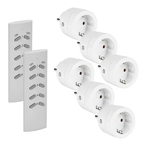 Produktbild: SEC 24 Funksteckdosen mit Fernbedienung,3680 Watt Funksteckdose,Programmierbar Schaltbare Steckdose,6 Steckdosen mit 2 Fernbedienung,für Innen Weihnachtsschmuck und Haushaltsgeräte,Weiß