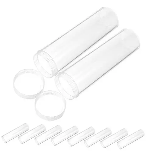 Produktbild: SECFOU 10St Münzhalter aus Kunststoff Röhren zur Aufbewahrung von Münzen halbe Münztube Münzaufbewahrung Inhaber Sammlermünzenhalter Sammlerstücke Münzröhren Münztuben Plastik Transparent