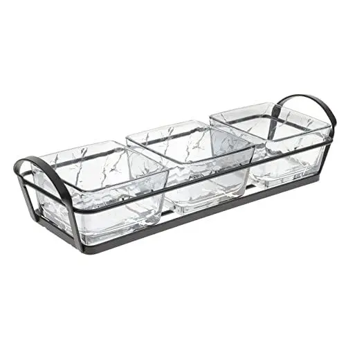 Produktbild: SECFOU Obstteller-tablett Stabile Servierplatte Aus Glas Mit Tablett Für Partys Snacks Und Vorspeisen