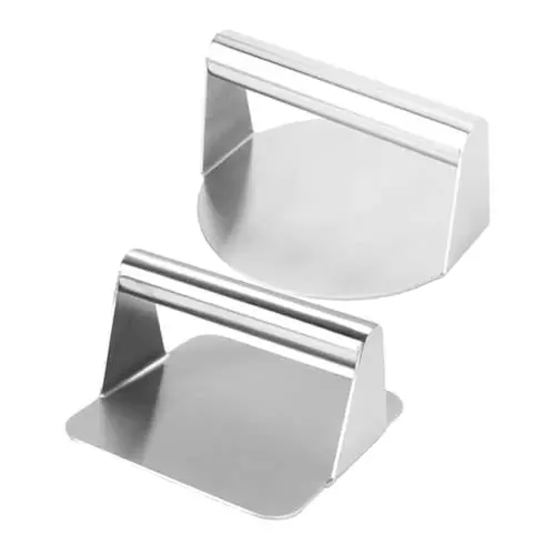 Produktbild: SECFOU 2stücke Edelstahl Burger Patty Presse Runde Formen Heavy Duty Burger Maker Für Präzise Fleischzubereitung Für Grill Und Küche Inklusive Ergonomischem Griff