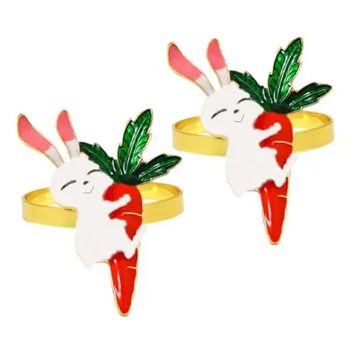 Produktbild: SECFOU 2 Stücke Ich Ostern Bunny Karotte Serviette Schnallen Kreative Tisch Serviette Für Ostern Decor