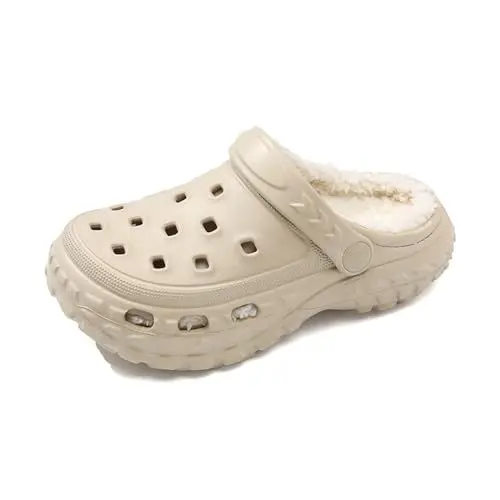 Produktbild: SECHRITE Kinder Lined Clogs Gartenschuhe Gefüttert Pantoletten Winter Warme Hausschuhe Jungen Mädchen Wasserdicht Plüsch Pantoffeln Atmungsaktiv rutschfeste Schlappen mit Fell