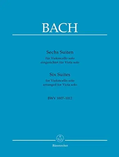 Produktbild: Sechs Suiten für Violoncello solo BWV 1007-1012 (eingerichtet für Viola solo). Spielpartitur, Sammelband
