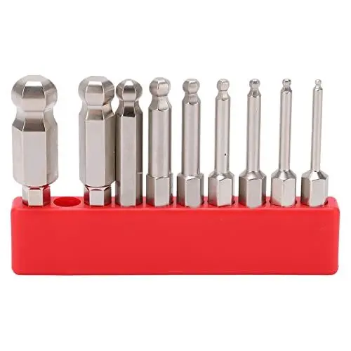 Produktbild: Sechskant Bit Set, 9-Teiliges Sechskant-Schraubendreher-Bit-Set, Rostfreier S2-Stahl Magnetischer Kugelkopf Sechskant-Bits 1/4 Zoll Sechskantschaft, Schneidbohrer,Elektrowerkzeug-Teile 50mm