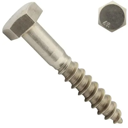 Produktbild: Sechskant Holzschrauben - 8x60 mm - (25 Stück) - DIN 571 - Schlüsselschrauben - Holzbauschrauben - Edelstahl A2 V2A - SC571