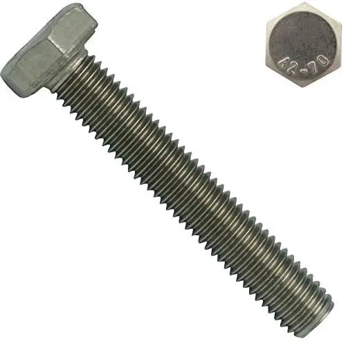Produktbild: SC-Normteile Sechskantschrauben - M8x160 mm - 5 Stück - DIN 933 / ISO 4017 - Edelstahl A2 - Vollgewinde - Maschinenschrauben