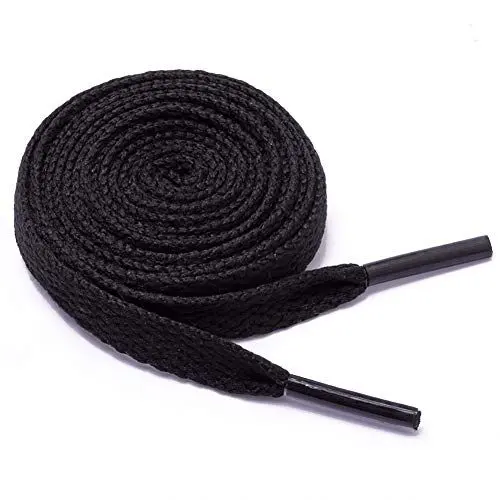 Produktbild: Sechunk Flache Schnürsenkel, 2 Paar, 29 Farben, mehrere Längen, Schwarz, 127cm (50