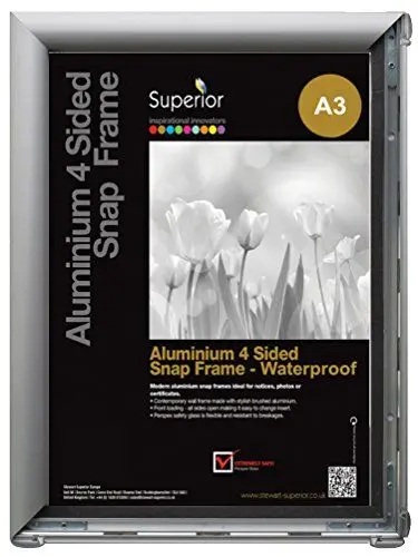 Produktbild: Seco, wpasnf3-sv – wasserdicht Bild Snap Rahmen für Retail Display,, mit Silber Eloxierter Aluminium-Finish – A3 Wasserdicht A3 silber