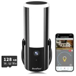Produktbild: SecuFirst Außenleuchte Kamera mit Bewegungsmelder, 900LM,10W,2K Outdoor Kamera Überwachung mit LED Strahler Außen, Überwachungskamera mit Außenlampe,Sirene,128GB Speicher