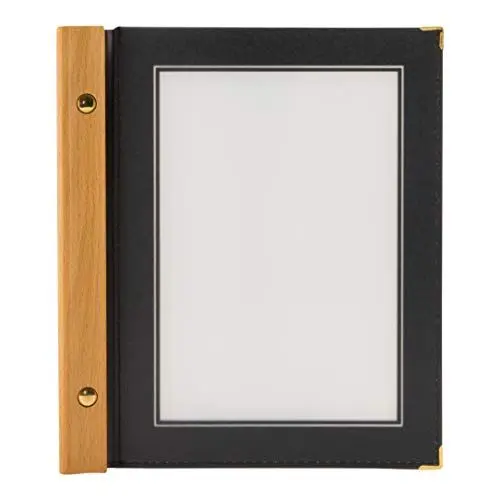 Produktbild: SECURIT Wood Menukarte inkl. 2 dopplete Einlage für Menüs (für 4 Seiten A5), Schwarz, Holz, 1 Einheit