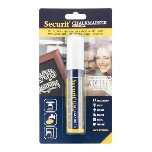 Produktbild: Securit Kreidetafel-Marker, 15 mm Strichbreite, Weiß Auf Wasserbasis