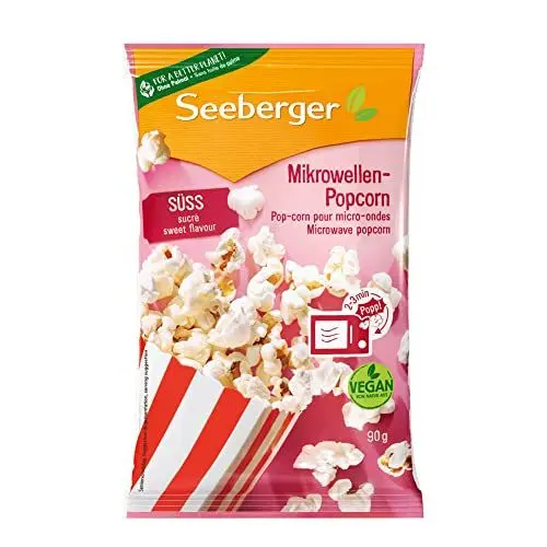 Produktbild: Seeberger Mikrowellen-Popcorn süß mit Sonnenblumenöl (24 x 90 g)
