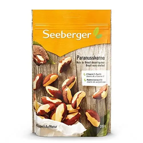Produktbild: Seeberger Paranusskerne: Große, ganze Kerne des Paranussbaums mit erdig nussigem Aroma - als Snack und zum Backen und Verfeinern von Speisen - roh, naturbelassen, vegan (1 x 200 g)
