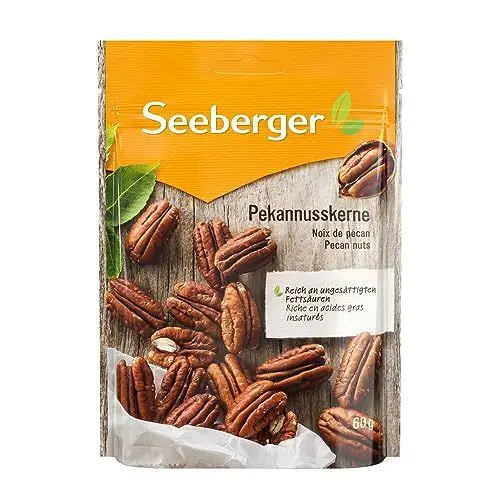 Produktbild: Seeberger Pekannusskerne 15er Pack : Große, unversehrte & knackig-frische amerikanische Pekannüsse - handlich & wiederverschließbar - naturbelassen (15 x 60 g)