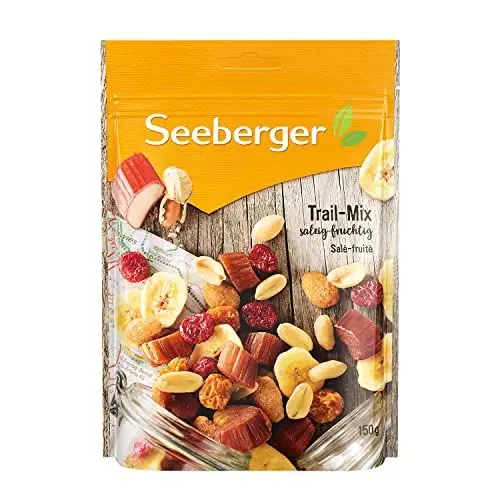 Produktbild: Seeberger Trail-Mix 5er Pack: Nuss-Frucht-Mischung aus gerösteten & gesalzenen Erdnüssen und Mandeln - kombiniert mit süßen Trockenfrüchten - salzig-fruchtiger Geschmack (5 x 150 g)