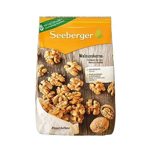 Produktbild: Seeberger Walnusskerne: Walnüsse ohne Schale - reich an Omega-3-Fettsäuren - ideal als gesunde Zwischenmahlzeit - ohne Zusatzstoffe, vegan (1 x 500 g)