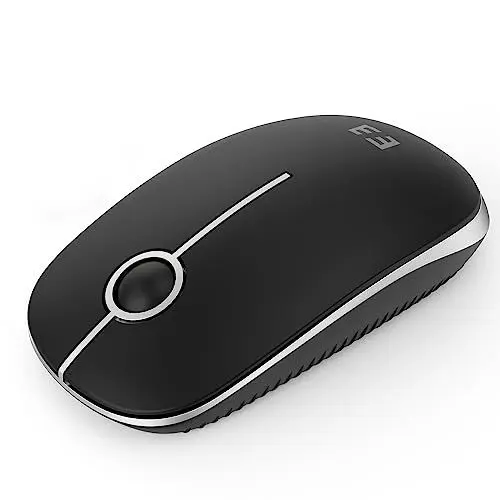 Produktbild: seenda Maus Kabellos, 2,4G Funkmaus mit 1600 DPI für PC/Laptop/MacBook/Linux, 3 Leise Tasten, Für Links- und Rechtshänder, 18 Monate Akkulaufzeit, Schwarz und Silber