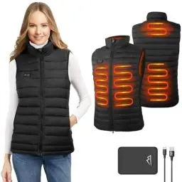 Produktbild: seenlast Beheizbare Weste, Beheizte Weste Damen mit Akku, Beheizbare Jacke Heizweste Wärmeweste mit 3 Stufen Temperatur, 4 Heizzone für Outdoor Motorrad Camping